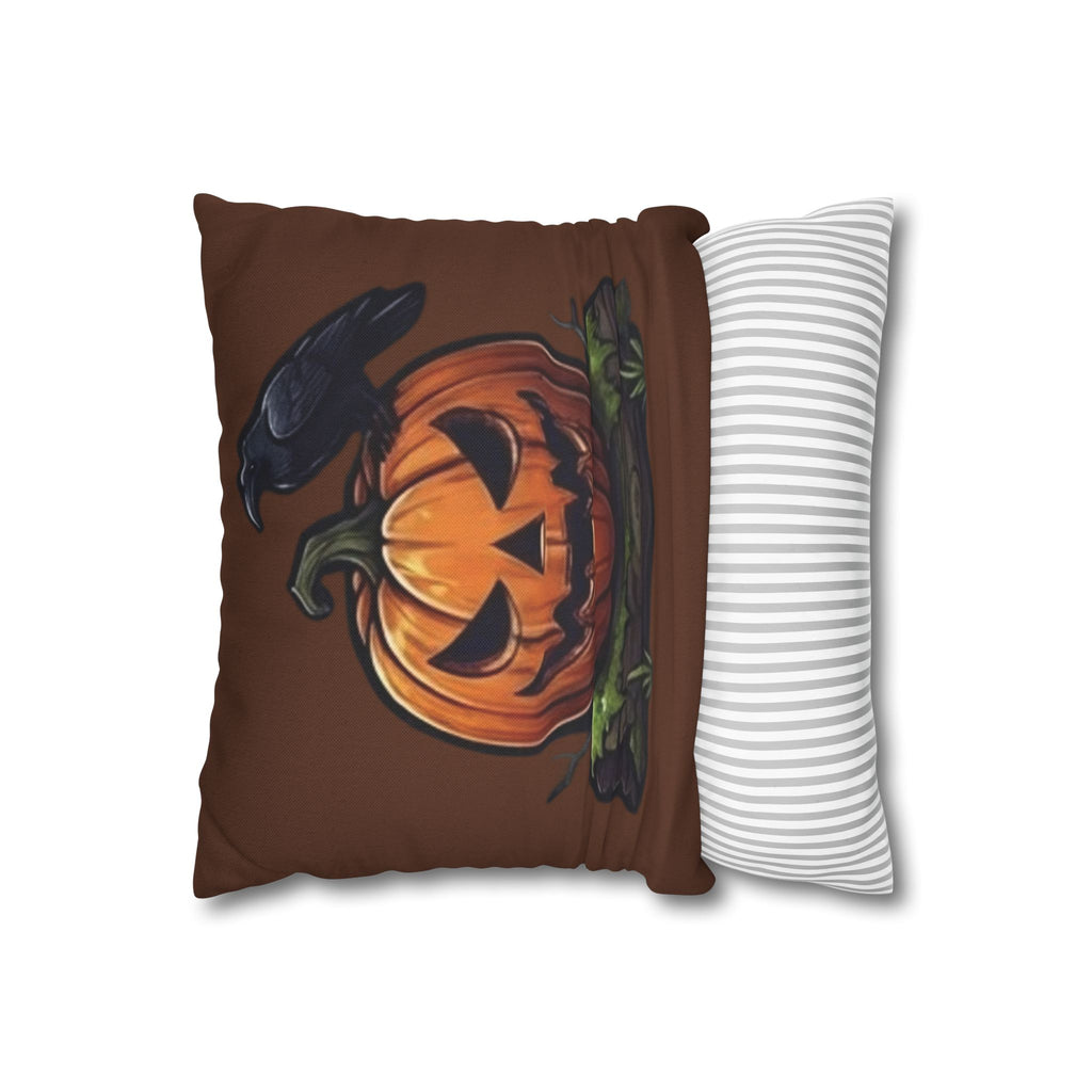Jack-o-Lantern and Crow Square Pillowcase