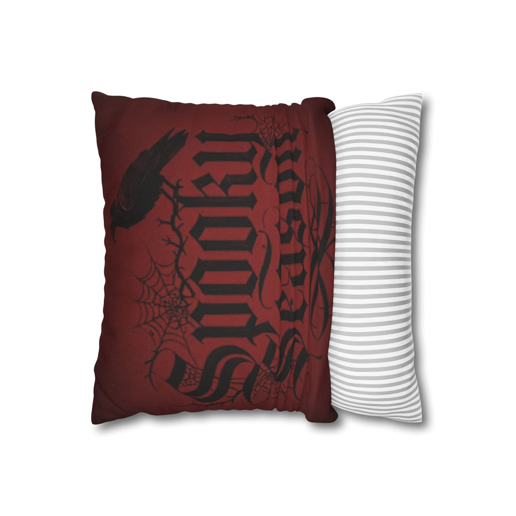 Spooky Season Crow Red Pillow Cover