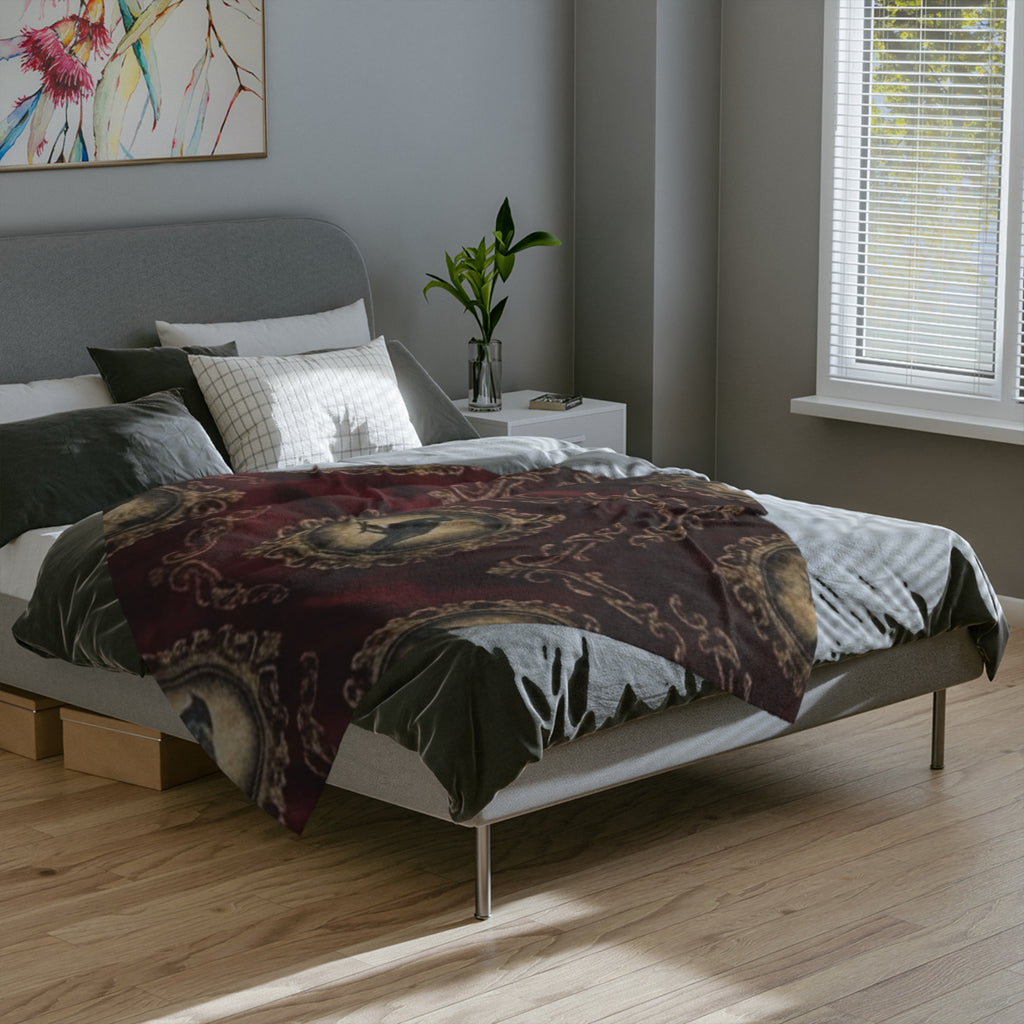 Spooky Season Crow Red Velveteen Microfiber Blanket