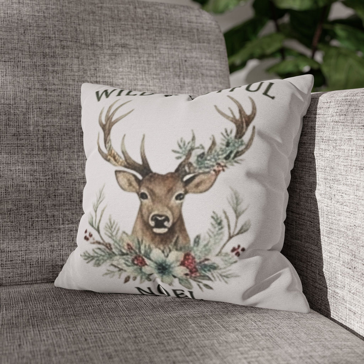 Holiday Deer Spun Polyester Square Pillowcase