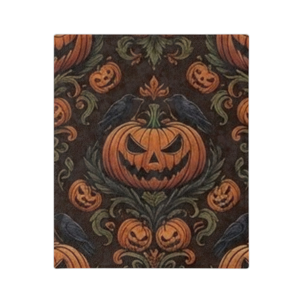 Jack-O-Lantern and Crow Velveteen Microfiber Blanket