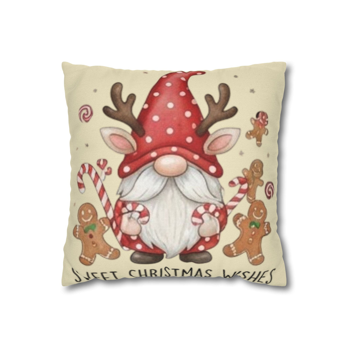 Sweet Christmas Wishes Gnome Pillow Cover