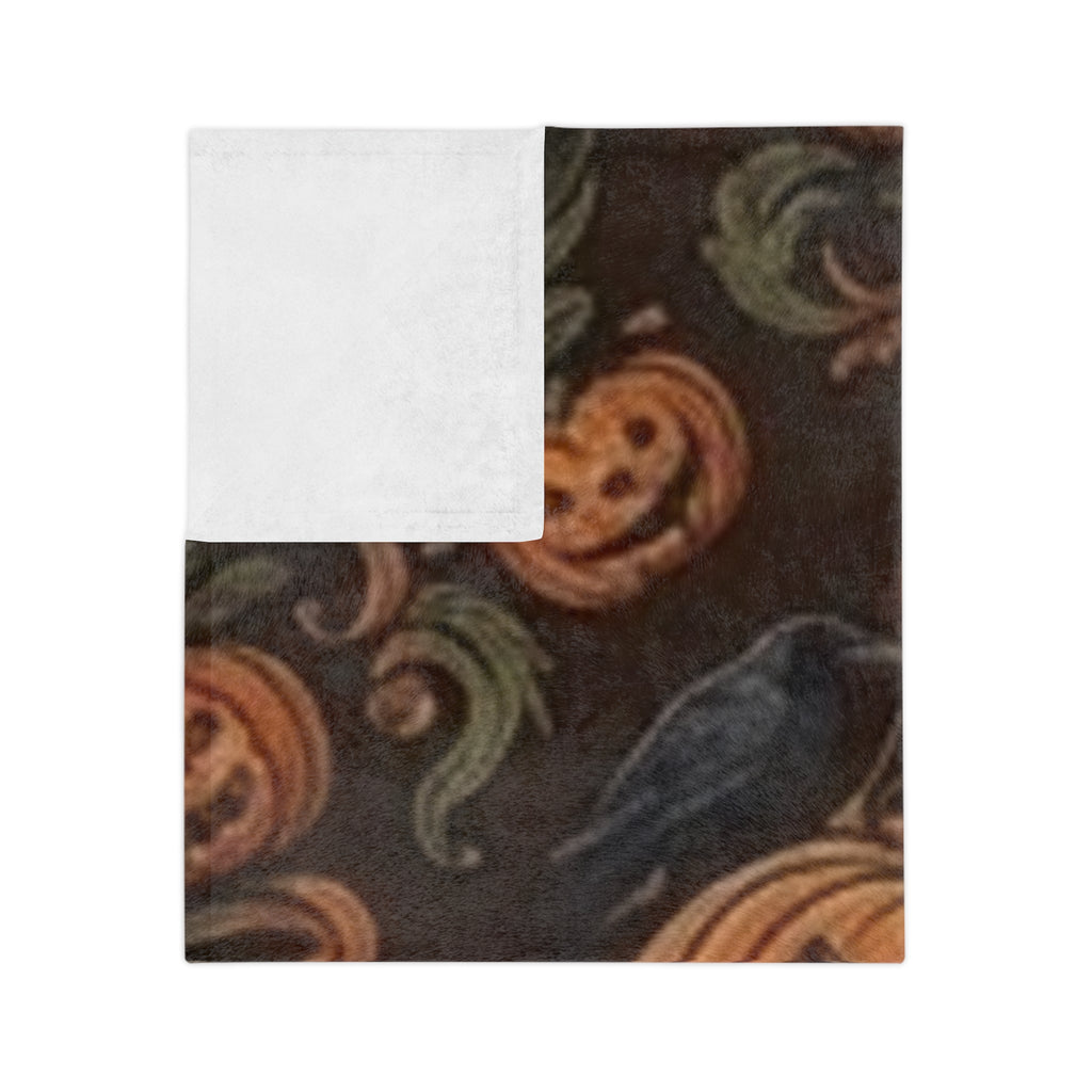 Jack-O-Lantern and Crow Velveteen Microfiber Blanket