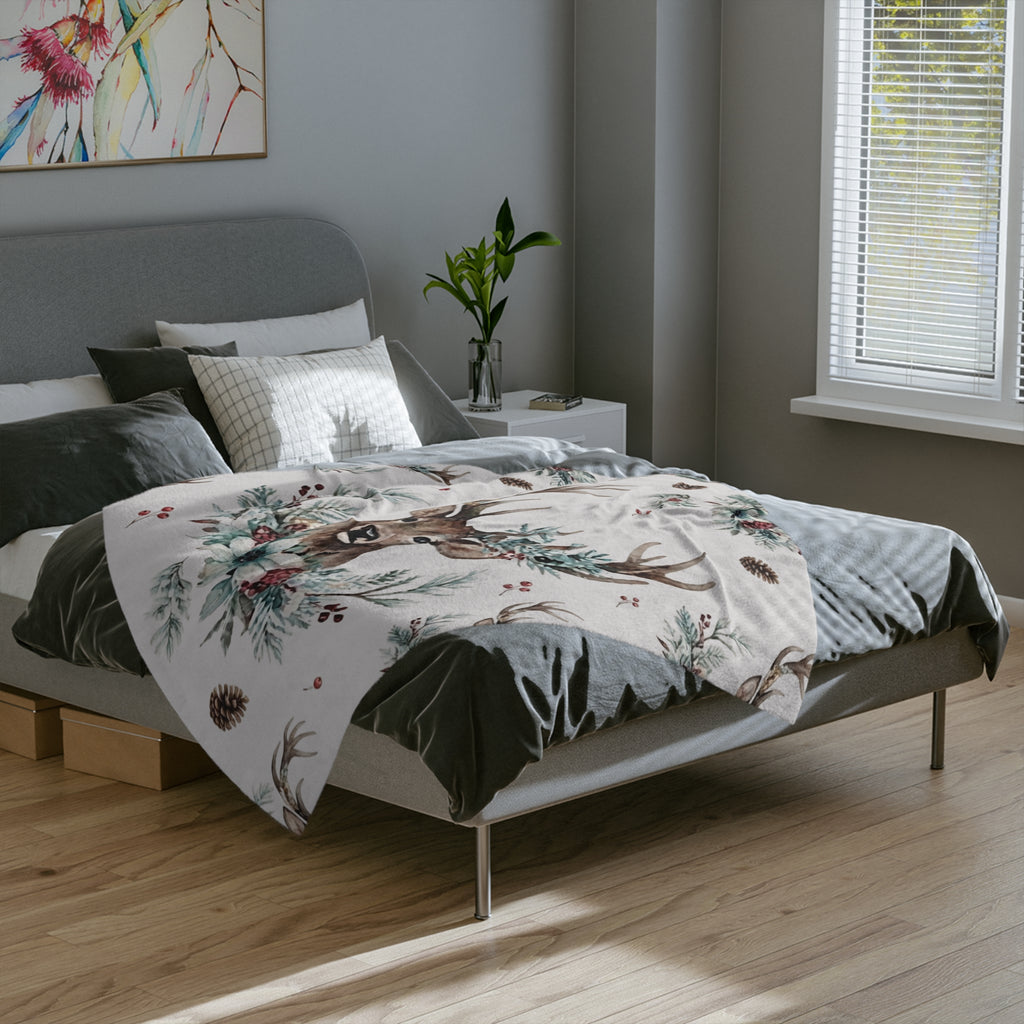 Holiday Deer Velveteen Microfiber Blanket