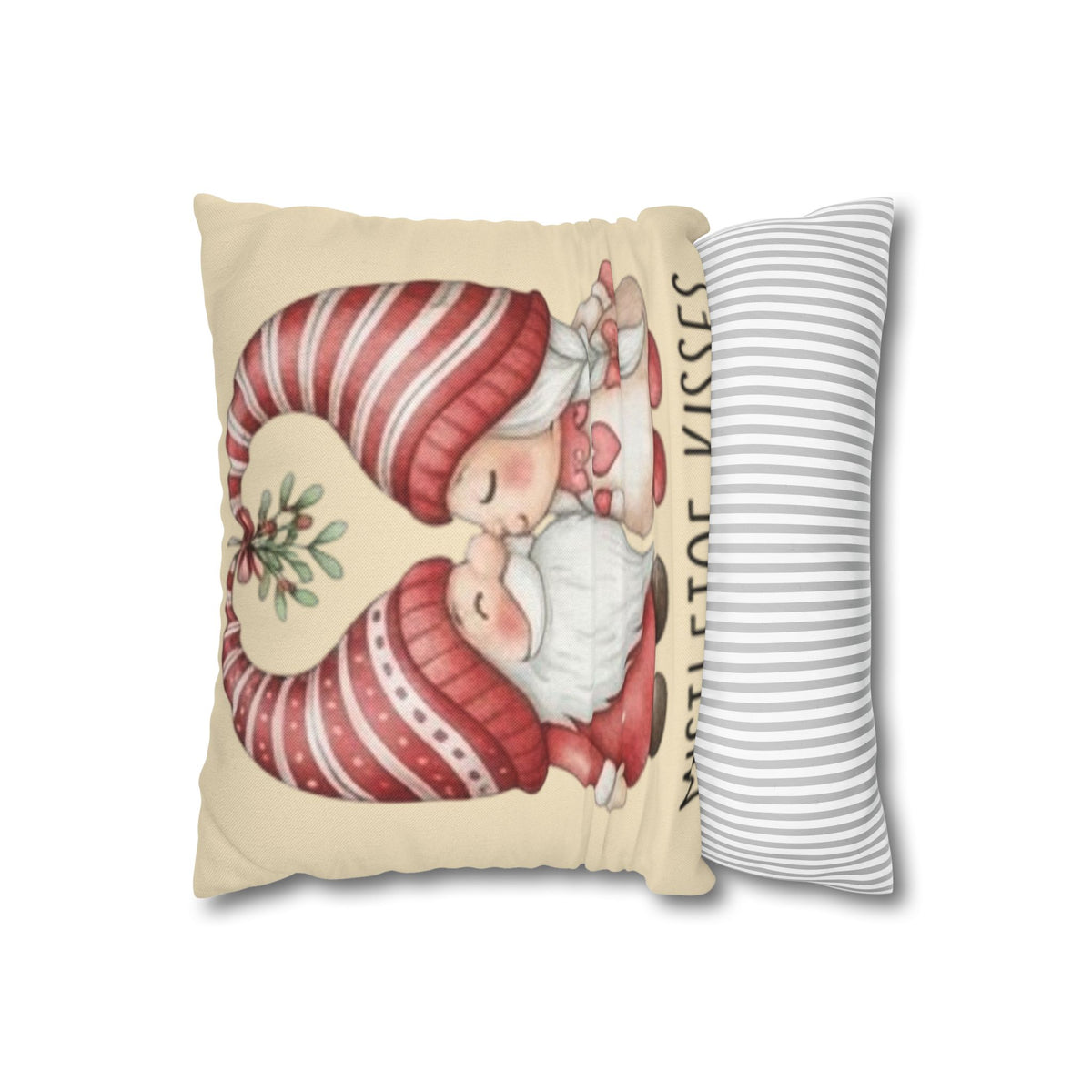 Mistletoe Kisses Holiday Gnome Pillow Cover