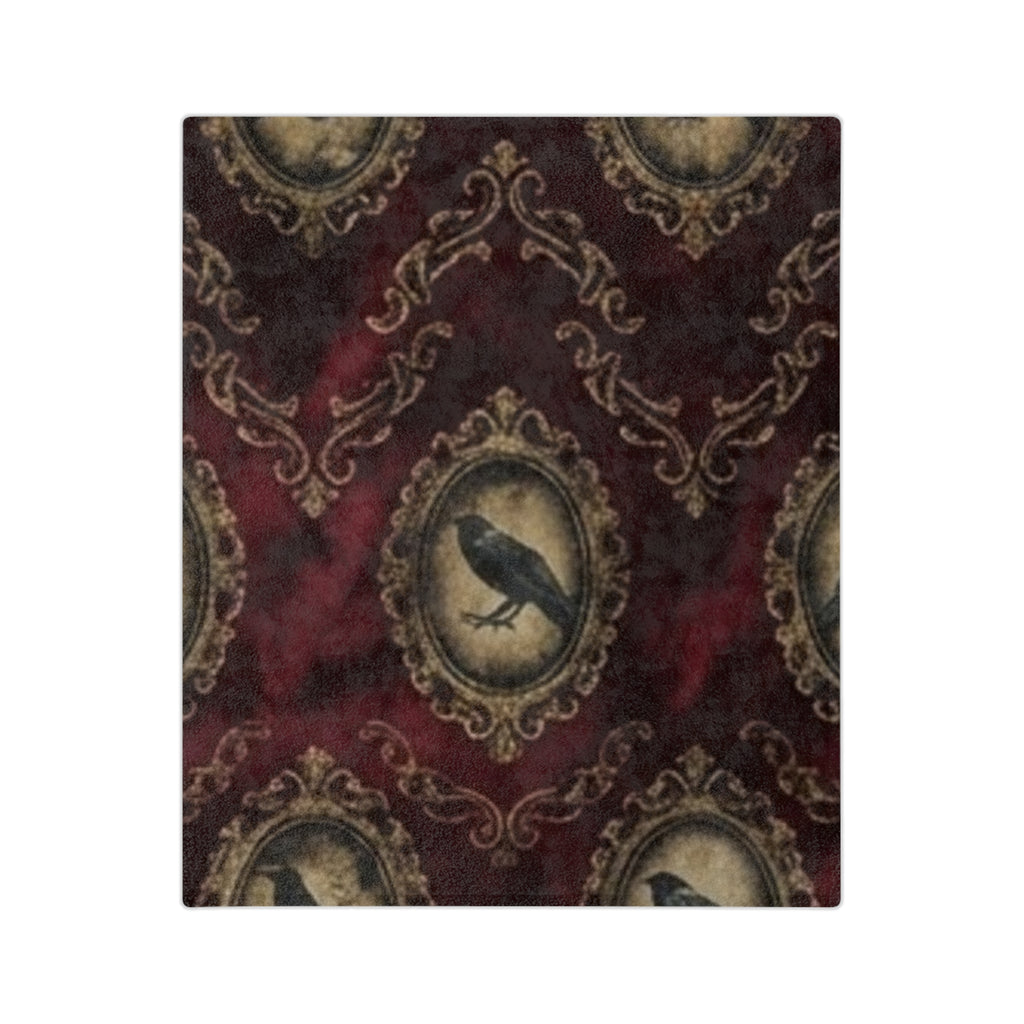 Spooky Season Crow Red Velveteen Microfiber Blanket