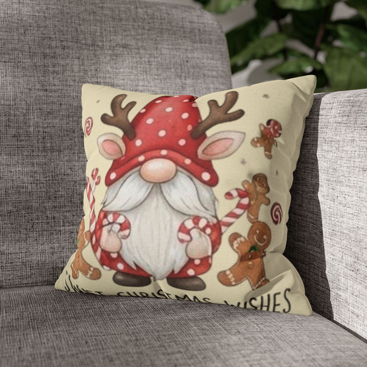 Sweet Christmas Wishes Gnome Pillow Cover